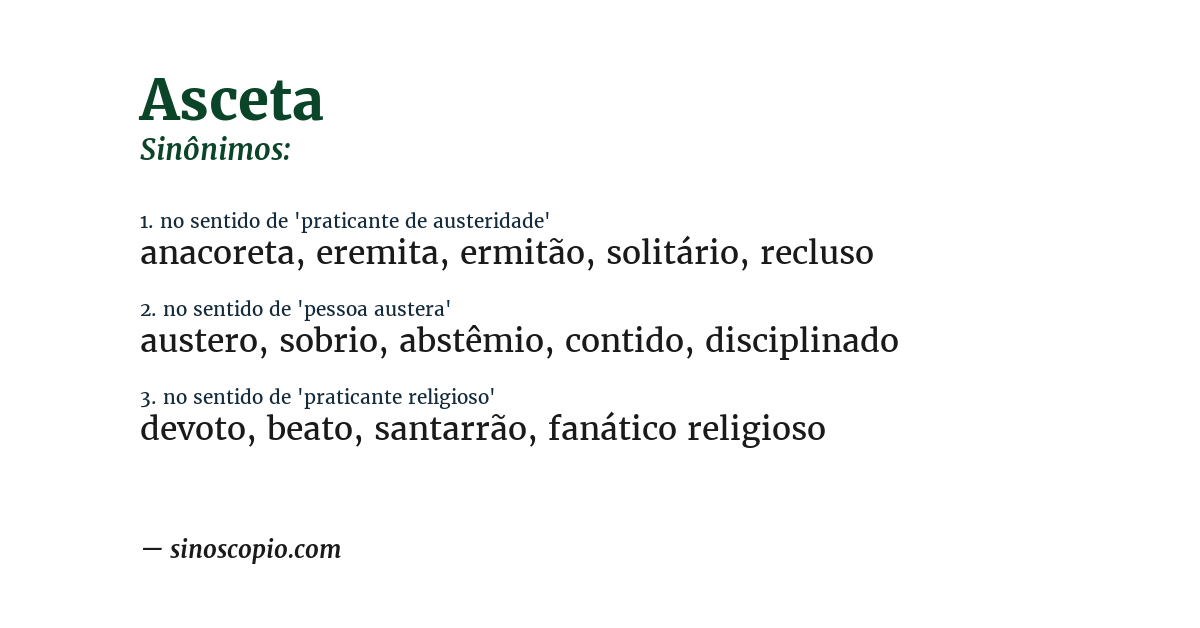 Sinônimo de asceta