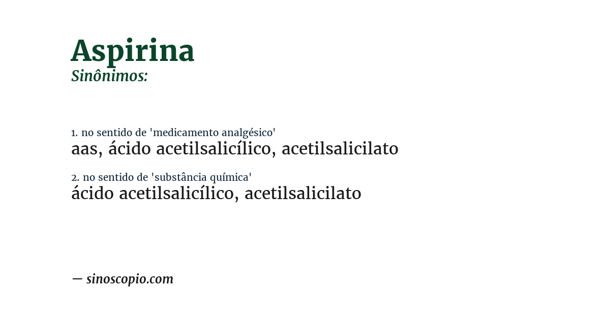 Sinônimo de aspirina
