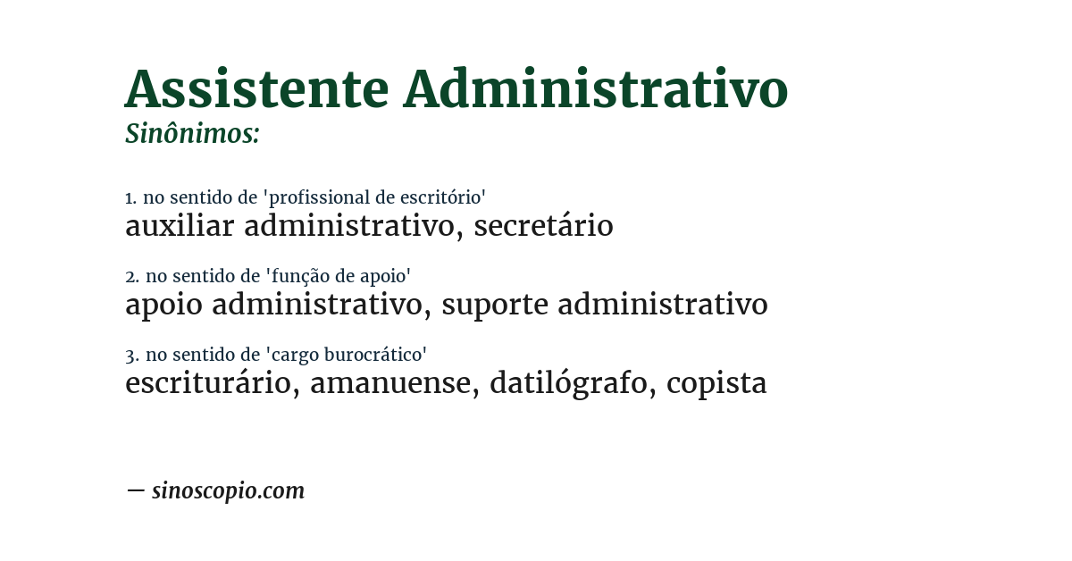 Sinônimo de assistente administrativo
