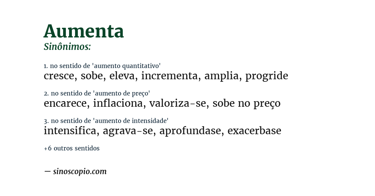 Sinônimo de aumenta
