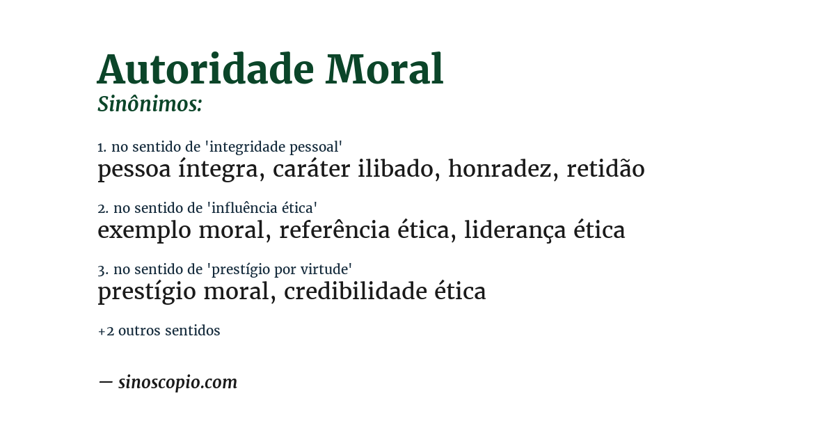 Sinônimo de autoridade moral