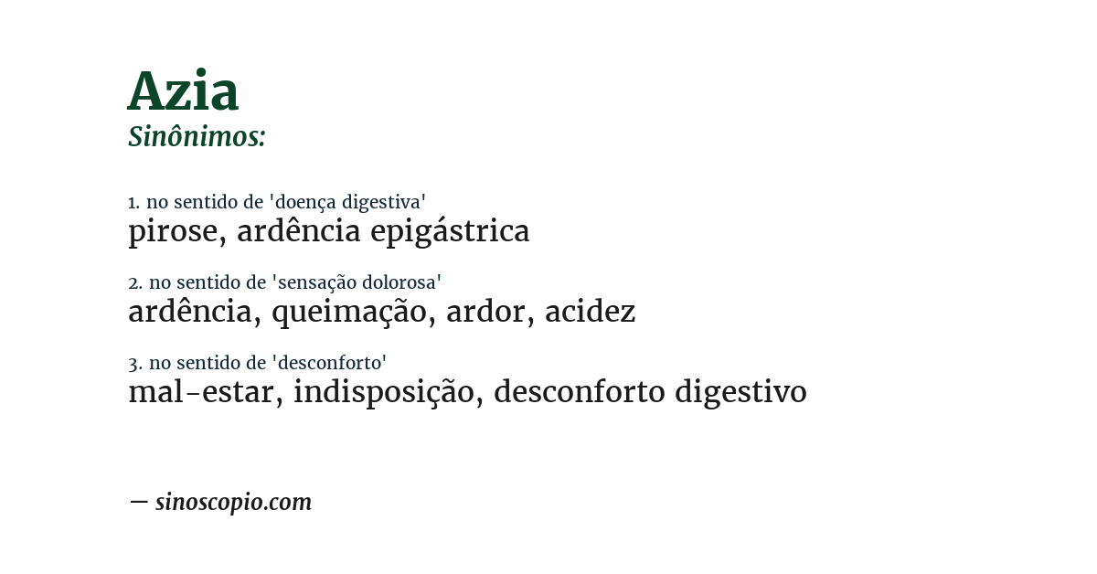 Sinônimo de azia