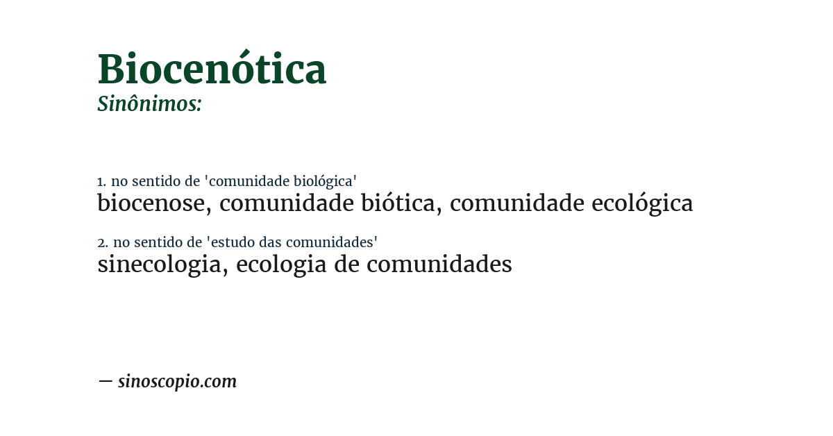 Sinônimo de biocenótica