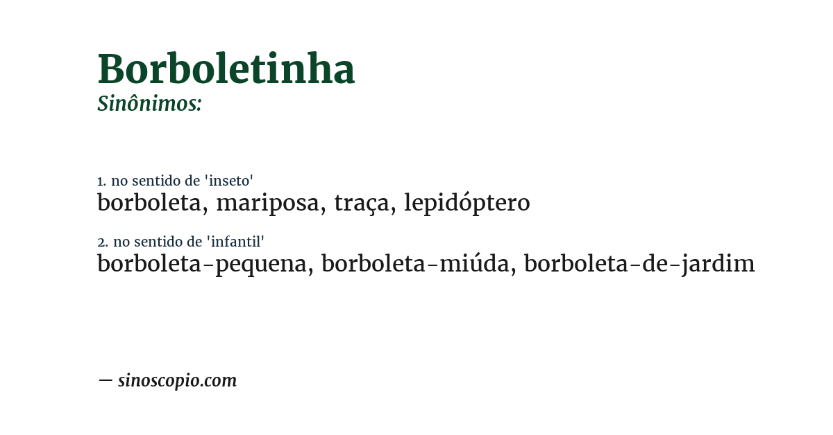 Sinônimo de borboletinha