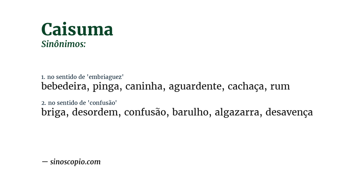 Sinônimo de caisuma