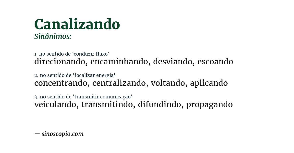 Sinônimo de canalizando