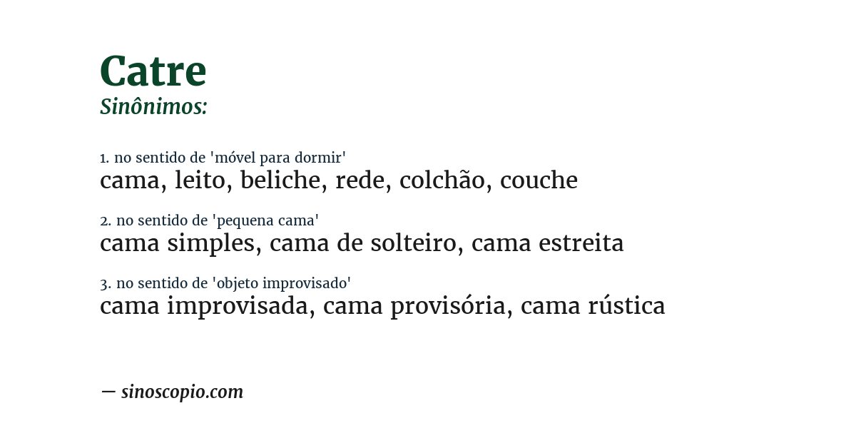 Sinônimo de catre