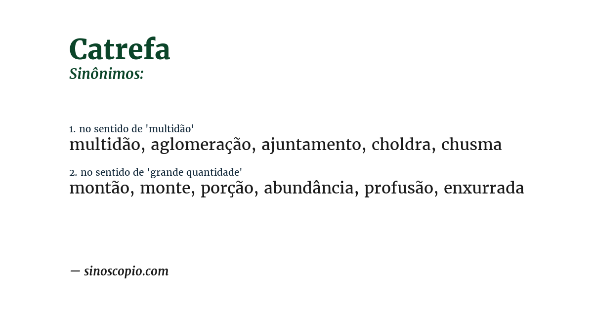 Sinônimo de catrefa