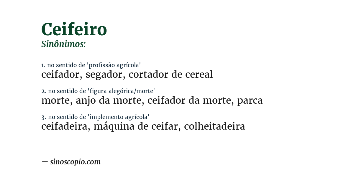 Sinônimo de ceifeiro