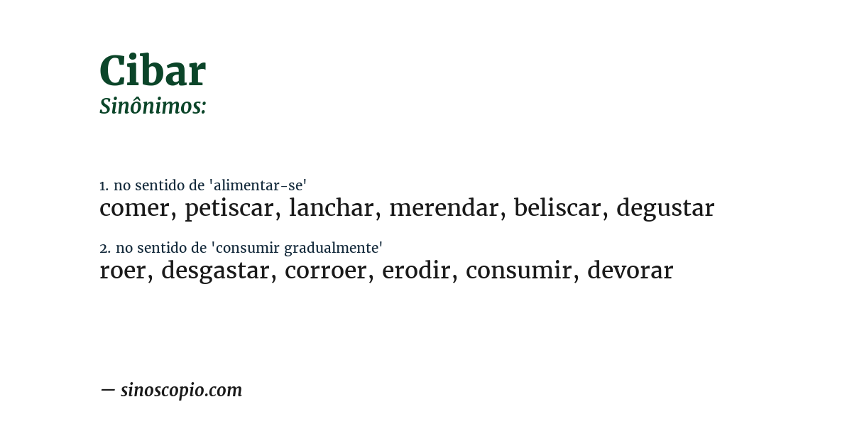Sinônimo de cibar