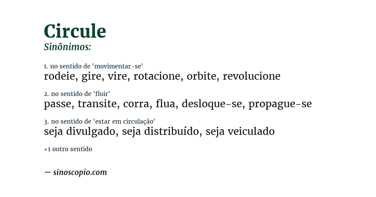 Sinônimo de circule
