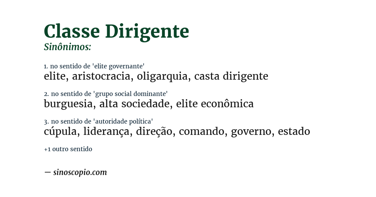 Sinônimo de classe dirigente