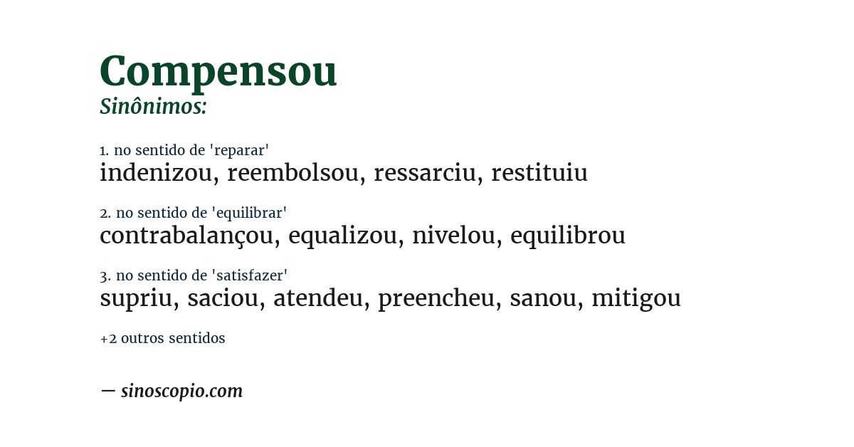 Sinônimo de compensou