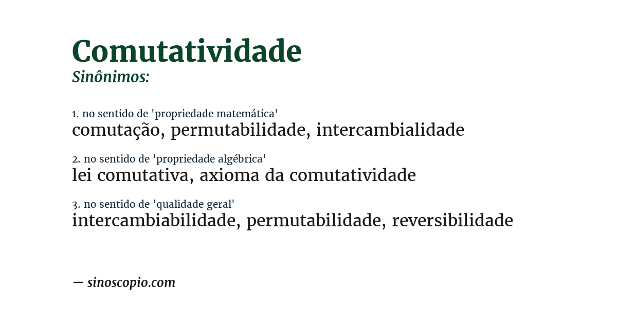 Sinônimo de comutatividade
