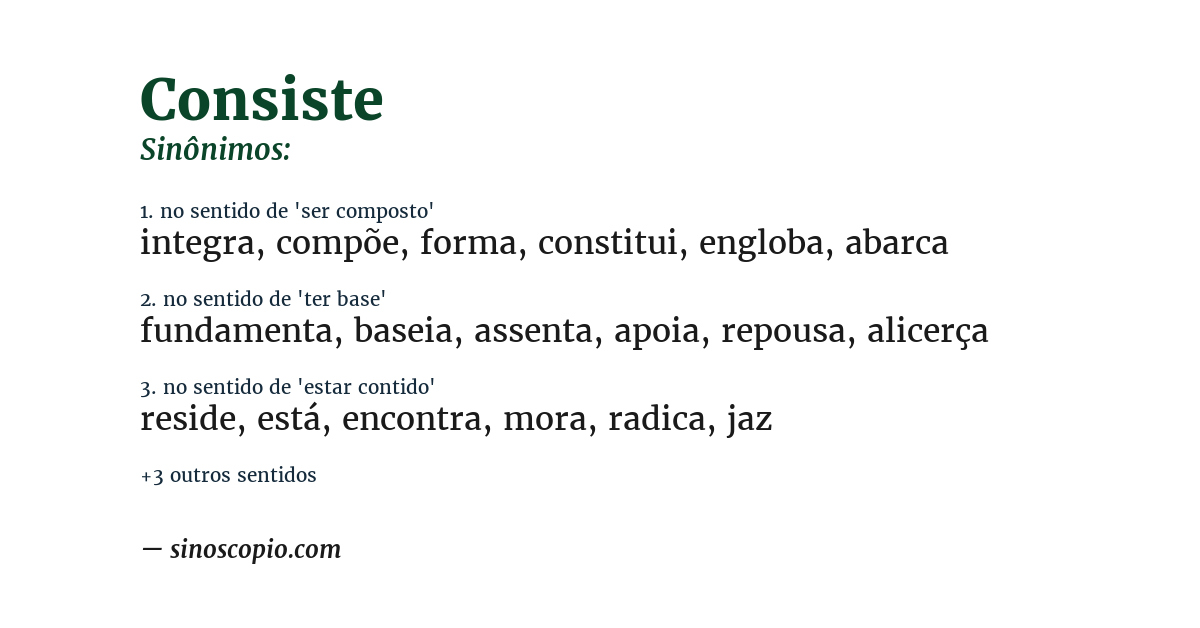 Sinônimo de consiste