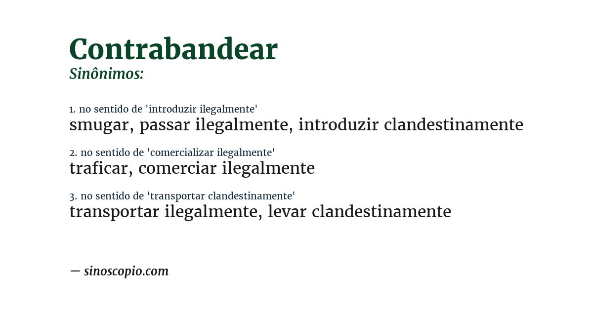 Sinônimo de contrabandear
