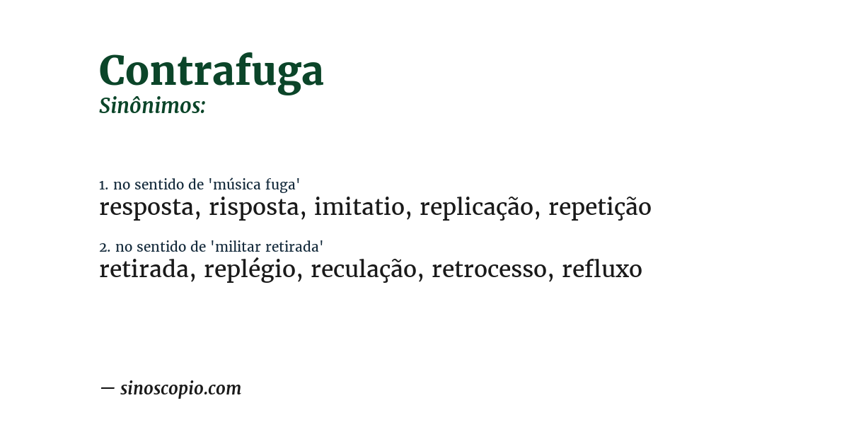 Sinônimo de contrafuga