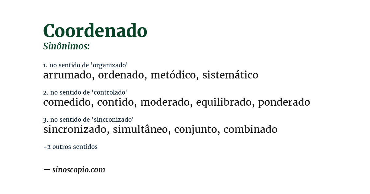 Sinônimo de coordenado