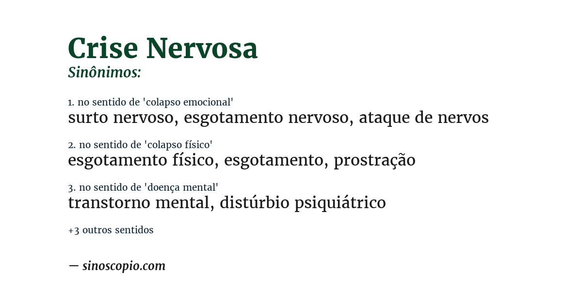 Sinônimo de crise nervosa