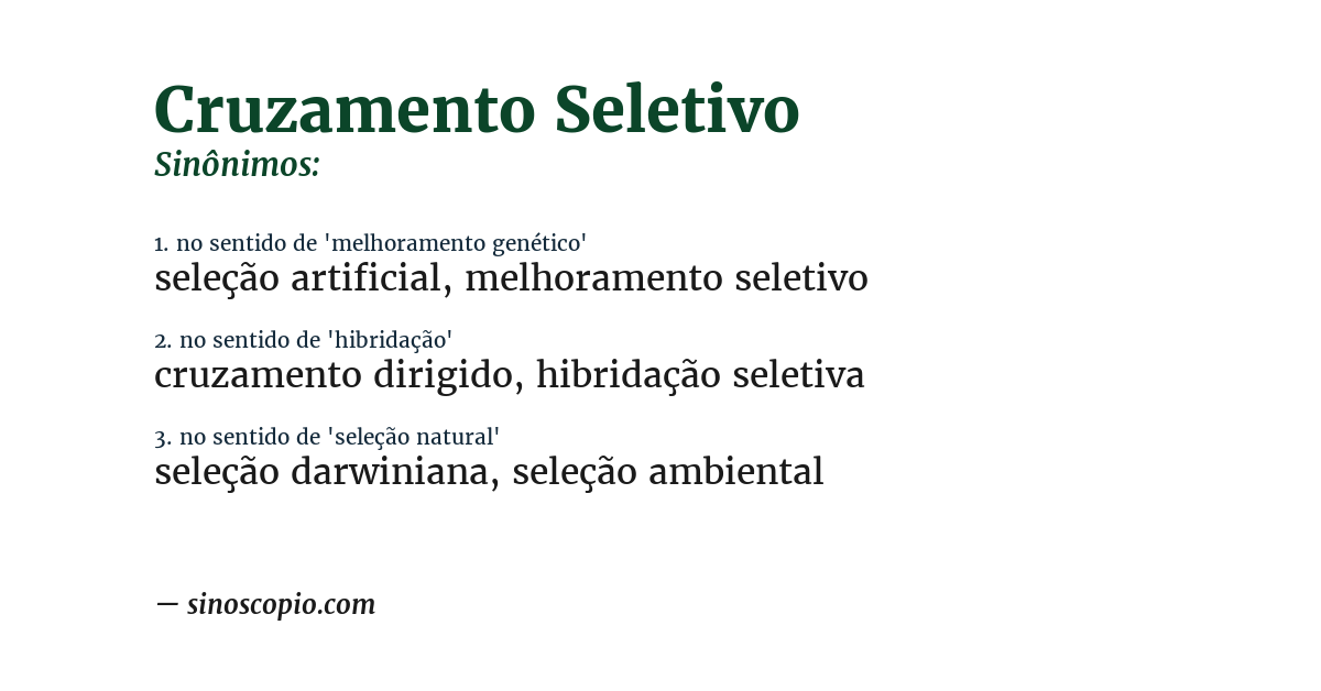 Sinônimo de cruzamento seletivo
