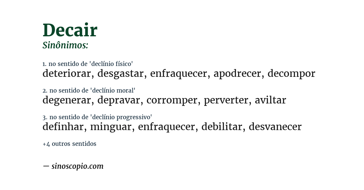 Sinônimo de decair