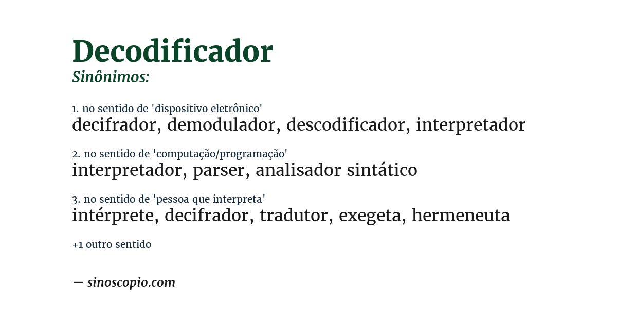 Sinônimo de decodificador