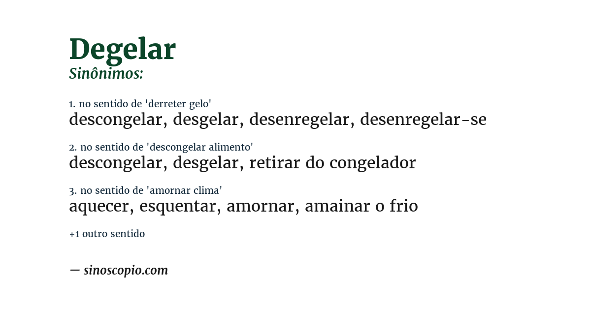 Sinônimo de degelar