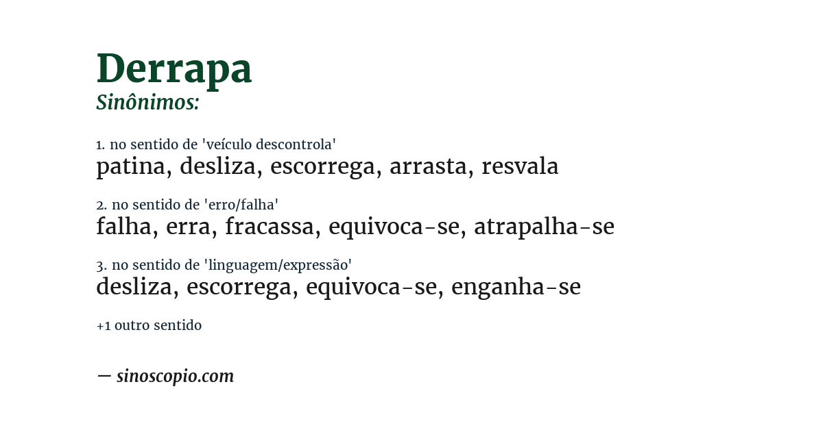 Sinônimo de derrapa