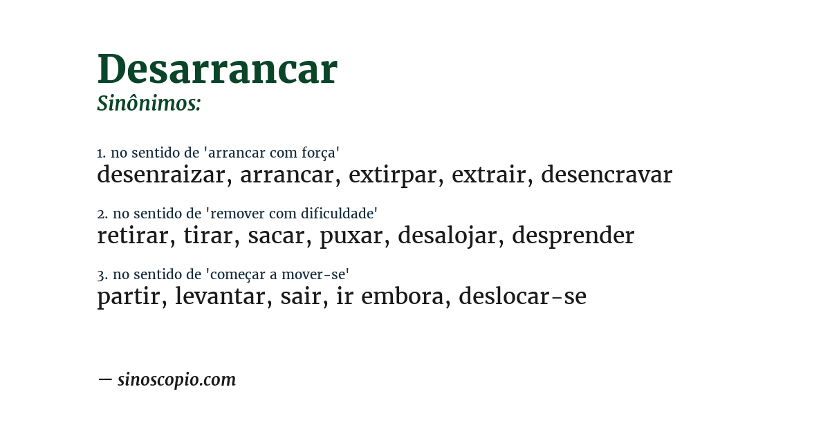 Sinônimo de desarrancar