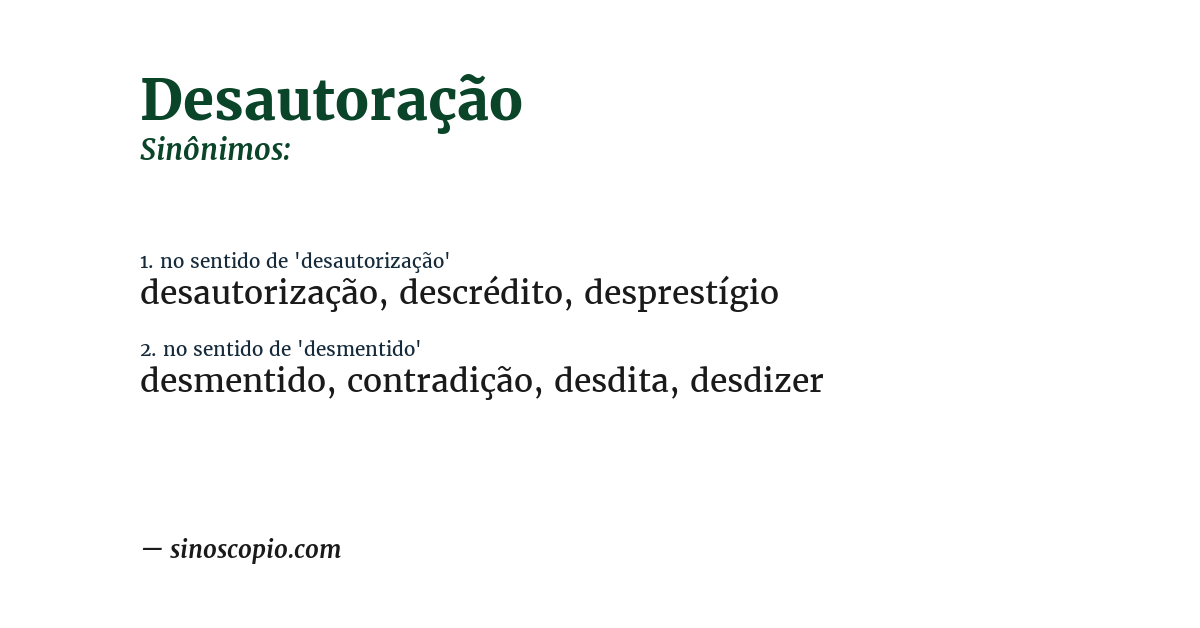 Sinônimo de desautoração