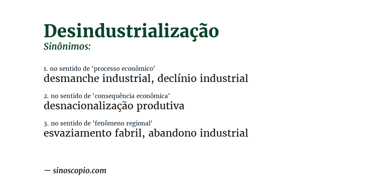 Sinônimo de desindustrialização