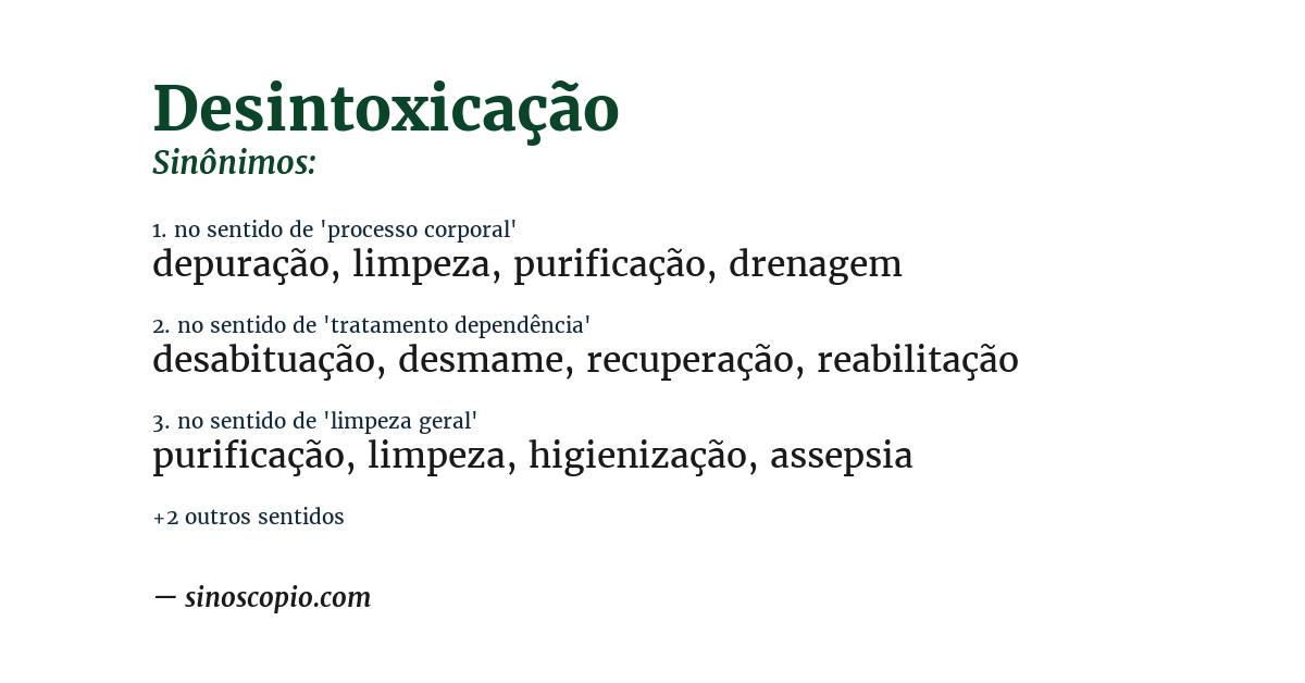 Sinônimo de desintoxicação