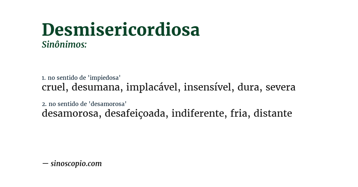 Sinônimo de desmisericordiosa