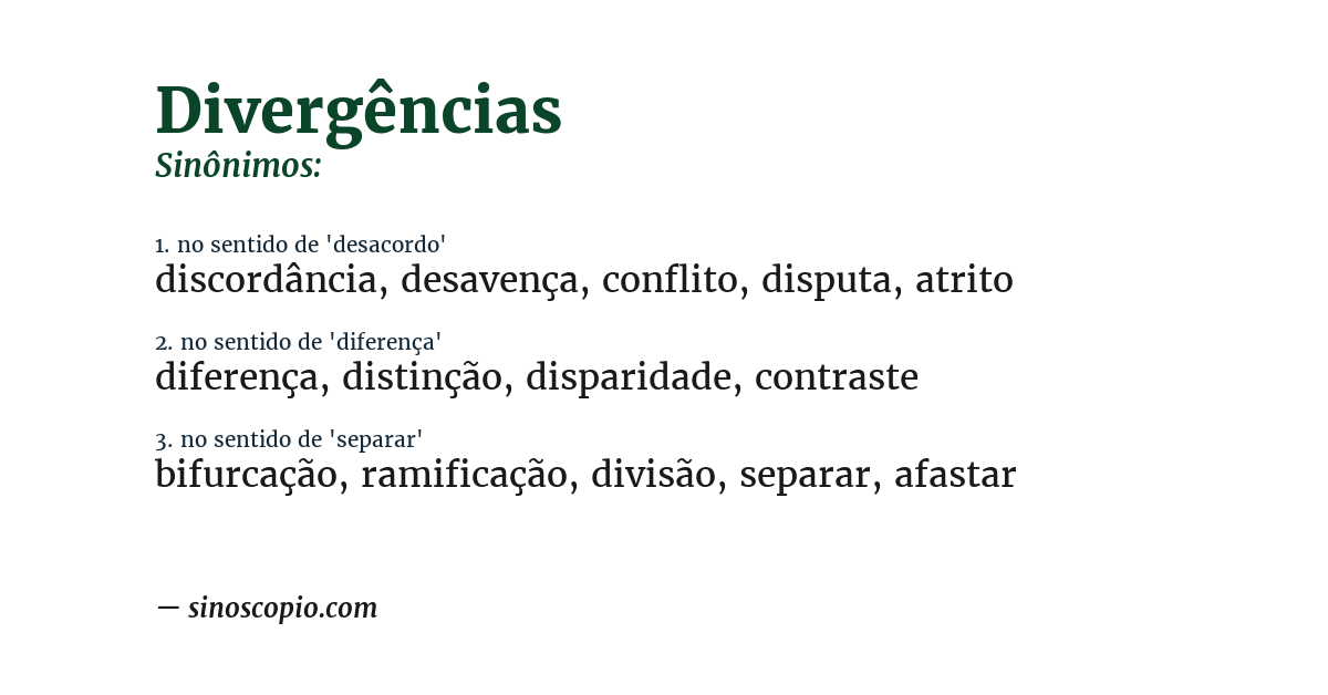 Sinônimo de divergências
