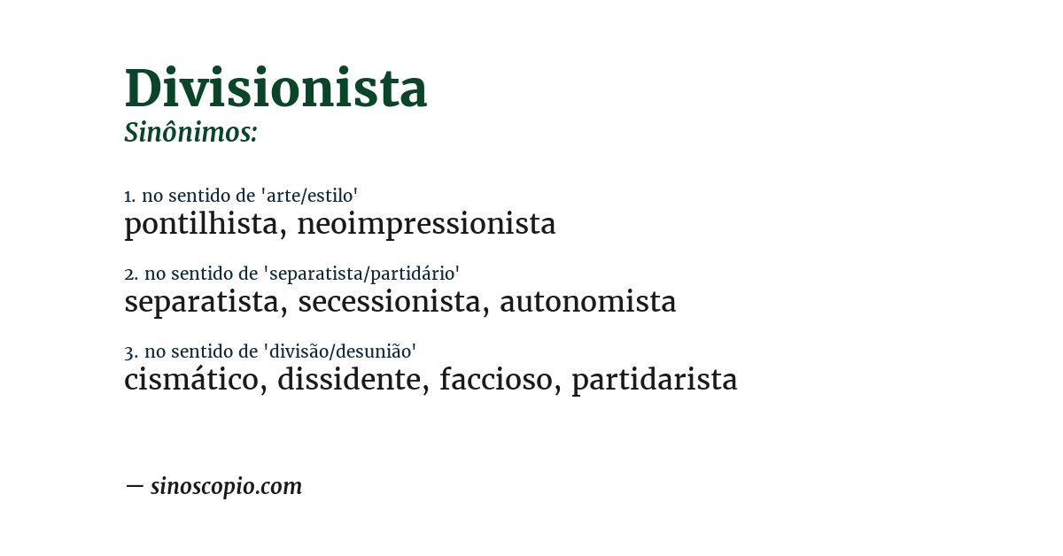 Sinônimo de divisionista