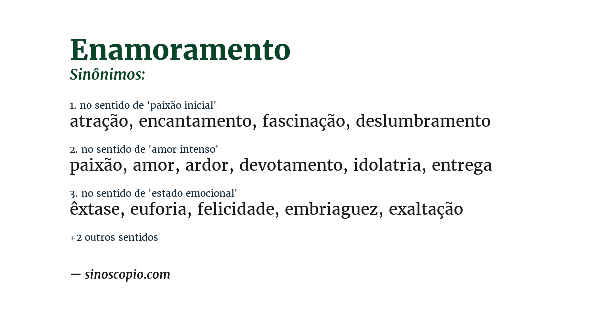 Sinônimo de enamoramento