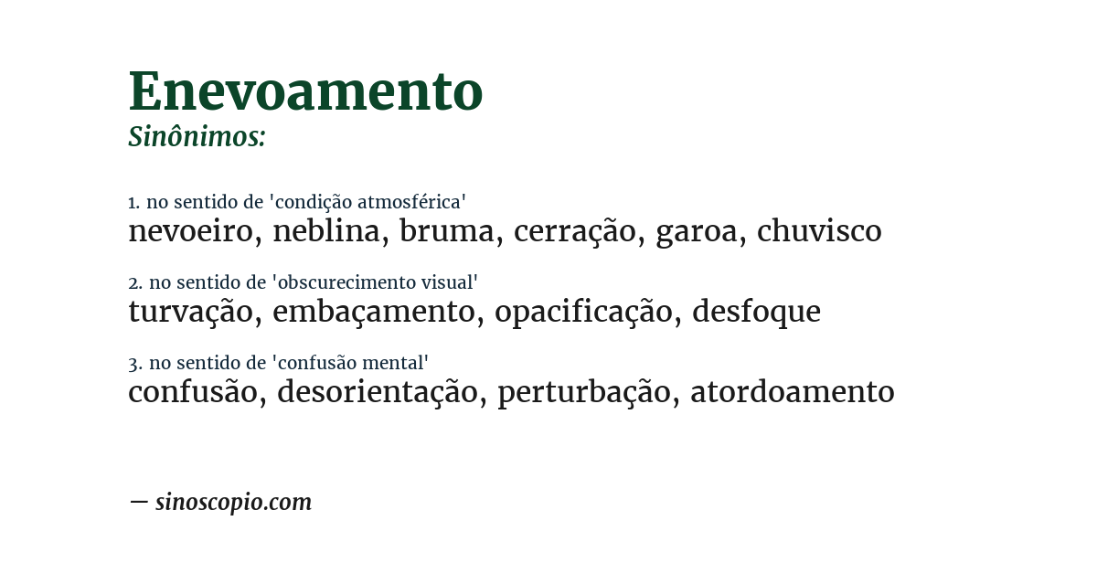 Sinônimo de enevoamento
