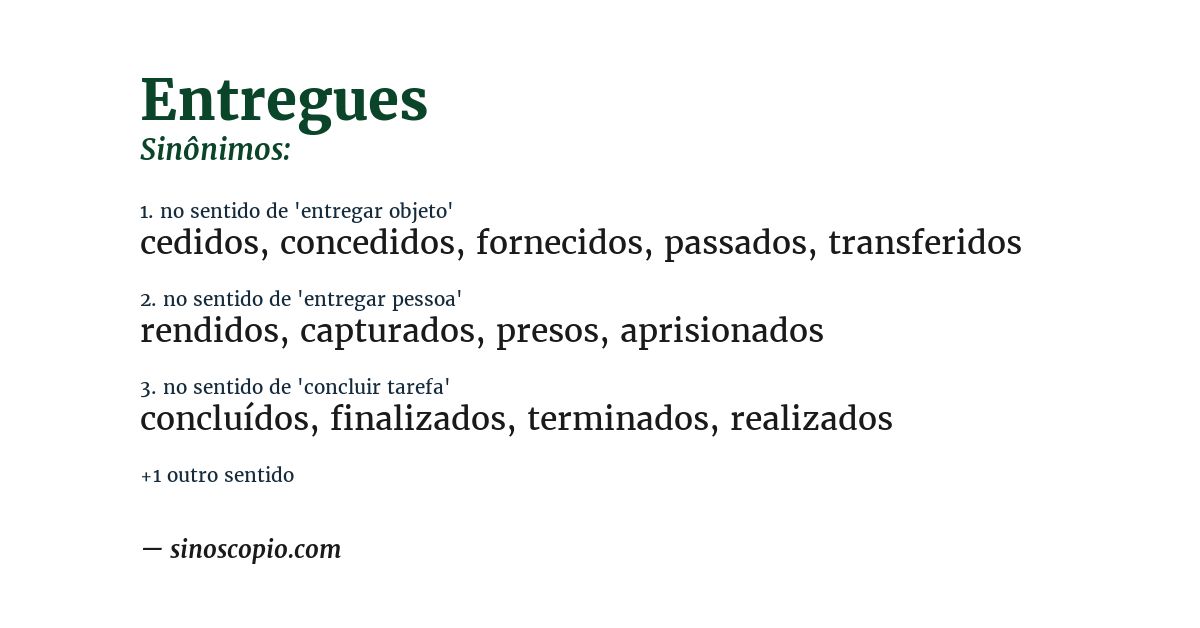 Sinônimo de entregues