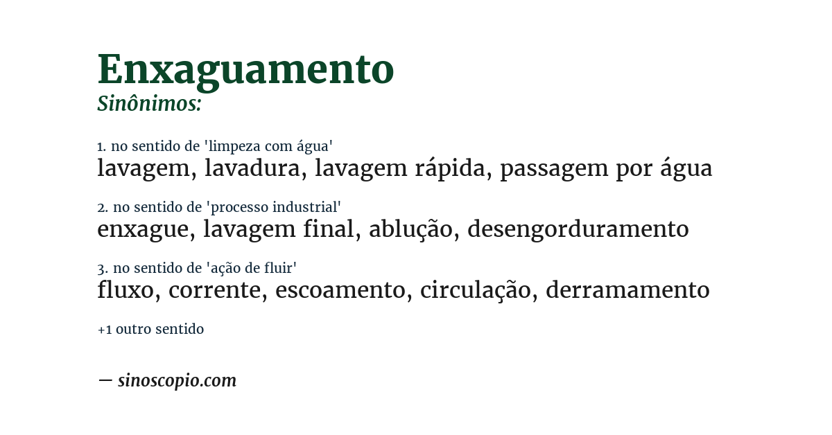 Sinônimo de enxaguamento