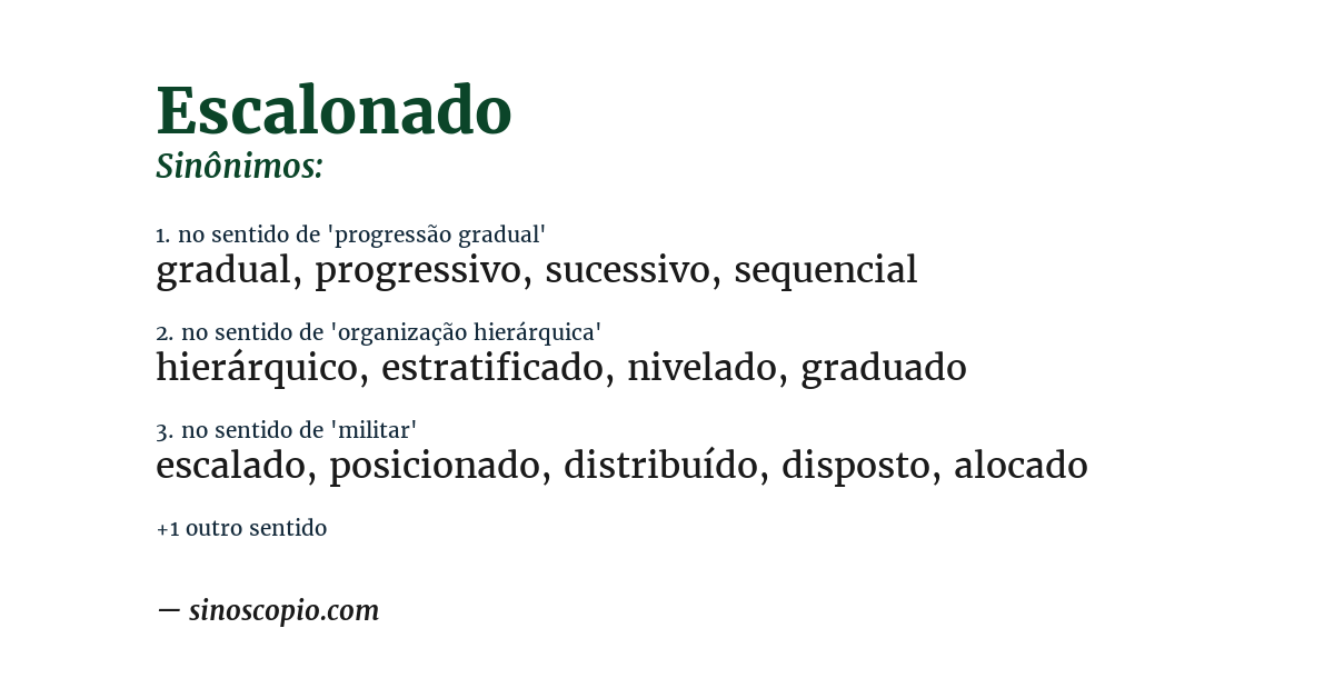 Sinônimo de escalonado