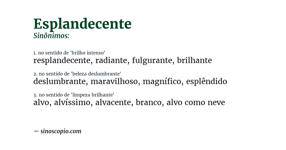 Sinônimo de esplandecente