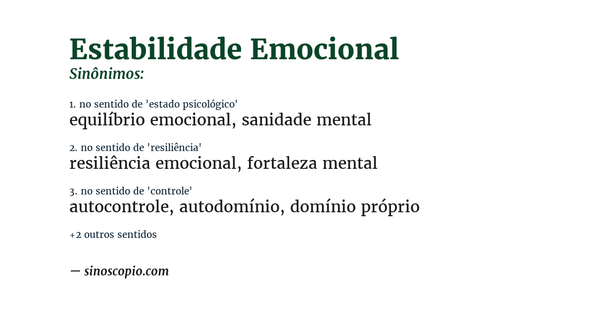 Sinônimo de estabilidade emocional