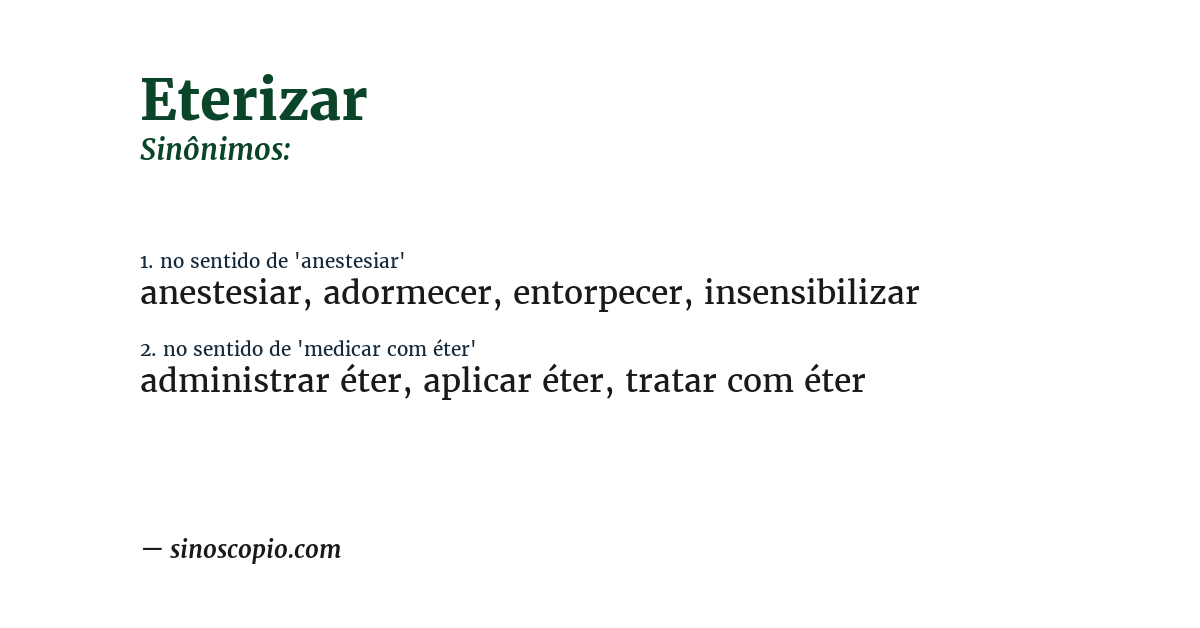 Sinônimo de eterizar