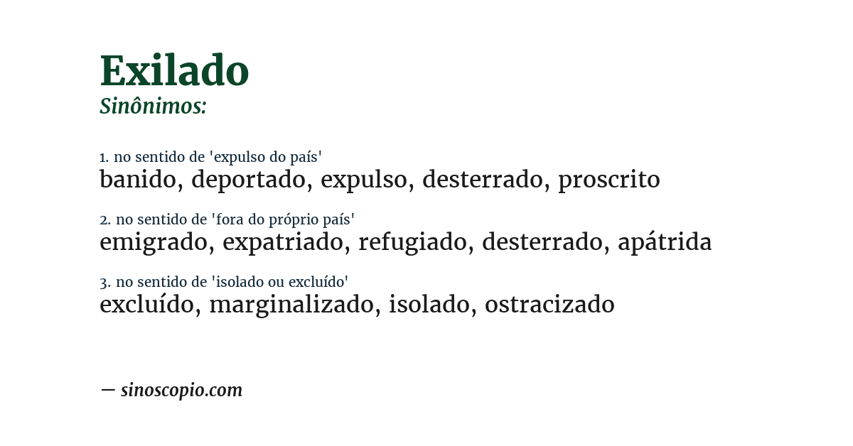 Sinônimo de exilado