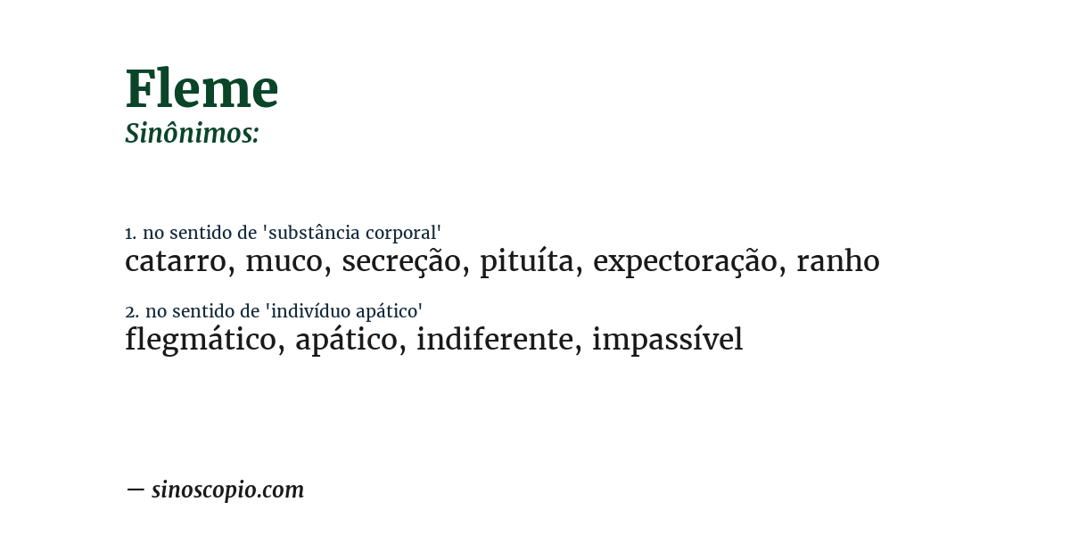Sinônimo de fleme