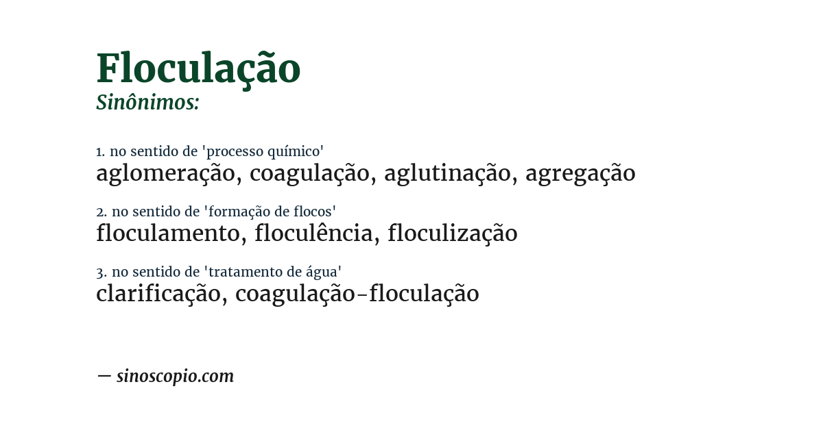 Sinônimo de floculação