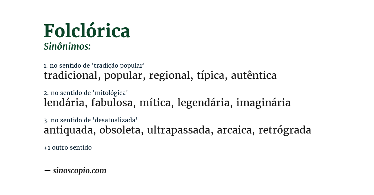 Sinônimo de folclórica