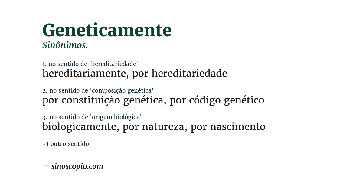 Sinônimo de geneticamente
