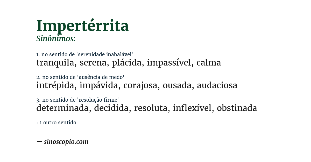 Sinônimo de impertérrita