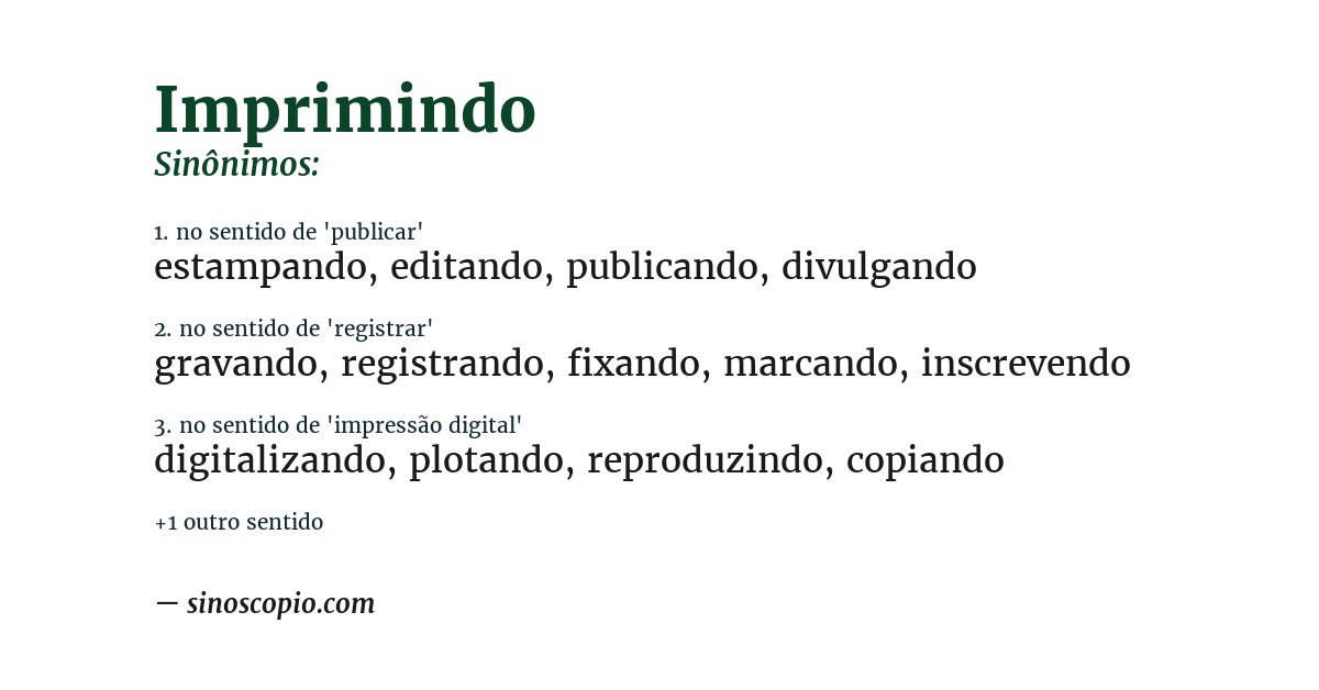 Sinônimo de imprimindo